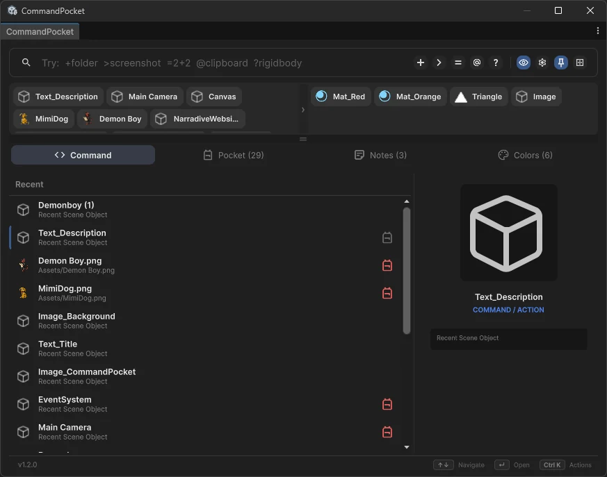 Command Pocket full workspace