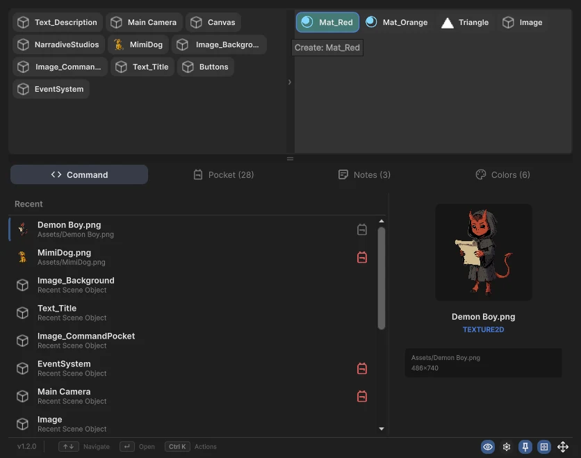 Command Pocket Quick Actions drag-and-drop bar